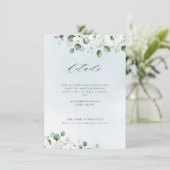 ユーカリの緑の白いフローラの結婚素朴 エンクロージャーカード (スタンド正面)