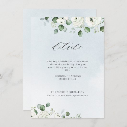 ユーカリの緑の白いフローラの結婚素朴 エンクロージャーカード (正面/裏面)