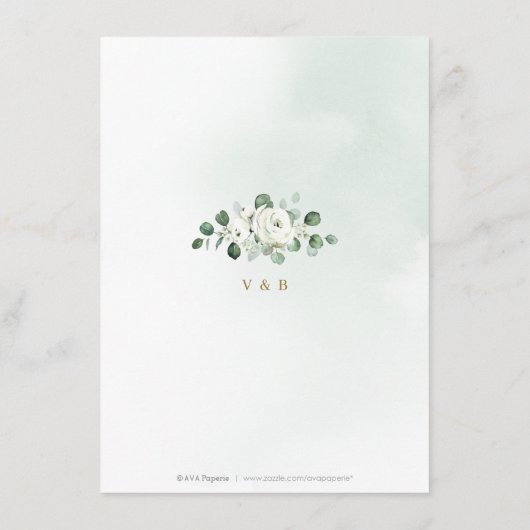 ユーカリの緑の白いフローラの結婚素朴 エンクロージャーカード (裏面)