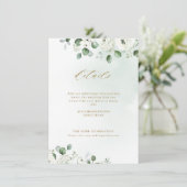 ユーカリの緑の白いフローラの結婚素朴 エンクロージャーカード (スタンド正面)
