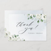 ユーカリの緑の白いフローラ素朴 サンキューカード (正面/裏面)