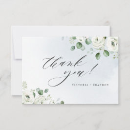 ユーカリの緑の白いフローラ素朴 サンキューカード