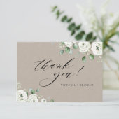 ユーカリの緑の白いフローラ素朴 サンキューカード (スタンド正面)