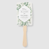 ユーカリの緑の結婚式のプログラムのハンドファン ハンドファン (正面)