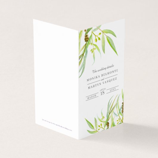 ユーカリの緑の結婚式はスケジュールの地図を詳しく述べます (外部)