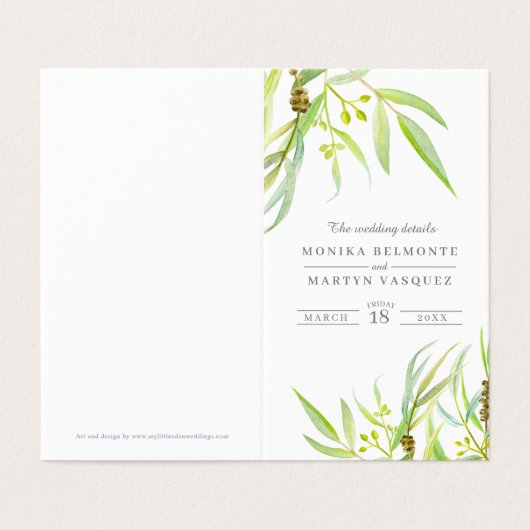 ユーカリの緑の結婚式はスケジュールの地図を詳しく述べます (外部フラット)