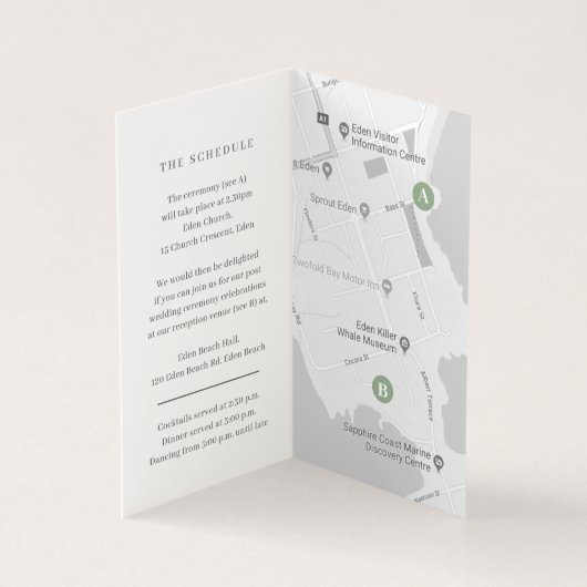 ユーカリの緑の結婚式はスケジュールの地図を詳しく述べます (内部)