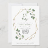 ユーカリの緑の草木の幾何学的なベビーシャワーのOhベビー 招待状 (正面)