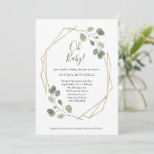 ユーカリの緑の草木の幾何学的なベビーシャワーのOhベビー 招待状 (スタンド正面)