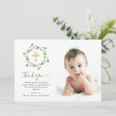 ユーカリの緑の草木は|の洗礼の写真を交差させ、 サンキューカード (スタンド正面)