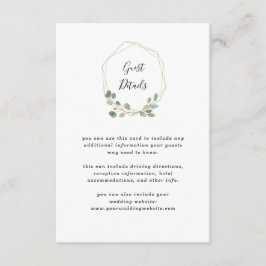 ユーカリの緑の草木|の幾何学的な結婚式の詳細 エンクロージャーカード