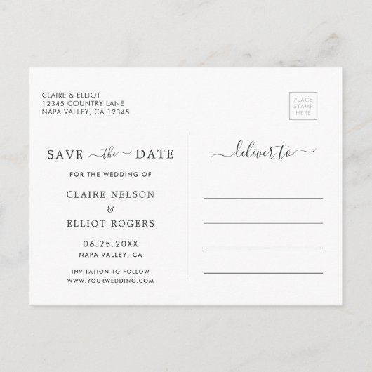 ユーカリの緑の葉の日付写真を保存 案内ポストカード (裏面)