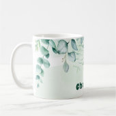 ユーカリの緑の葉の緑の名前 コーヒーマグカップ (左)