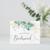 ユーカリの緑の金ゴールドは私の花嫁介添人 ポストカード (スタンド正面)