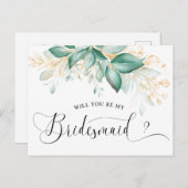 ユーカリの緑の金ゴールドは私の花嫁介添人 ポストカード (正面/裏面)