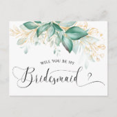 ユーカリの緑の金ゴールドは私の花嫁介添人 ポストカード (正面)