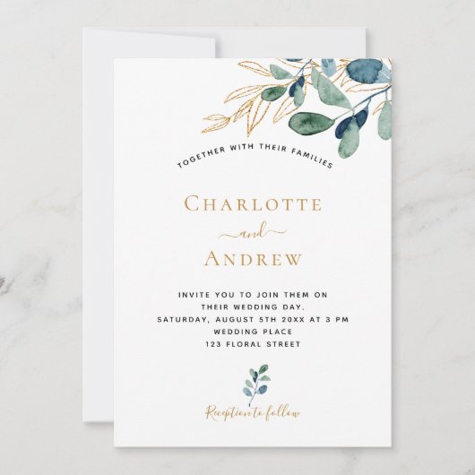 ユーカリの緑の金ゴールドエレガントな結婚式 (正面)