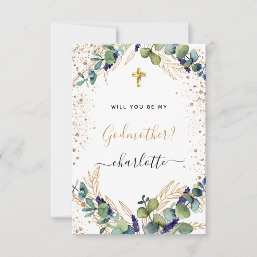 ユーカリの緑の金ゴールドゴッドマザー提案 招待状 (正面)