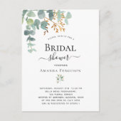 ユーカリの緑の金ゴールドブライダルシャワー招待 ポストカード (正面)