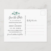 ユーカリの緑の金ゴールド写真の保存日付 案内ポストカード (裏面)