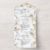 ユーカリの緑の黄金の結婚大理石 オールインワン招待状 (内側)