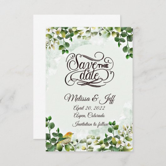 ユーカリの緑はデートの誘いを救う 招待状 (正面/裏面)