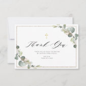 ユーカリの緑エレガント枠サンキューカード 招待状 (正面)