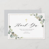 ユーカリの緑エレガント枠サンキューカード 招待状 (正面/裏面)