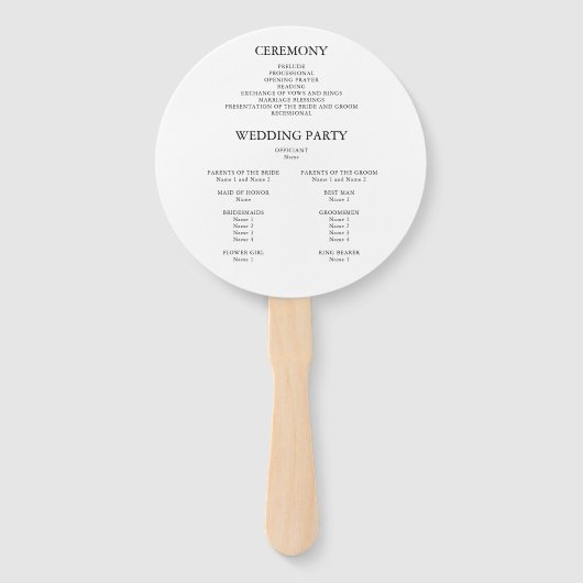 ユーカリの緑シンプルのエレガントな結婚式プログラム ハンドファン (裏面)