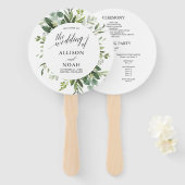 ユーカリの緑シンプルのエレガントな結婚式プログラム ハンドファン (正面&裏面)
