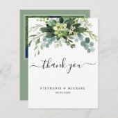ユーカリの緑結婚の写真のサンキューカード サンキューカード (正面/裏面)