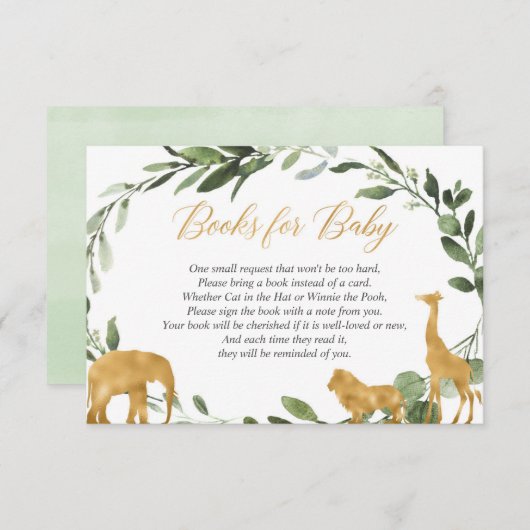 ユーカリの緑金ゴールド動物の本の要求挿入物 エンクロージャーカード (正面/裏面)