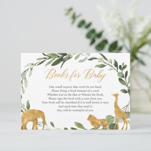 ユーカリの緑金ゴールド動物の本の要求挿入物 エンクロージャーカード (スタンド正面)