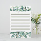 ユーカリの縁取り個人用ライン入り 便箋 (スタンド正面)