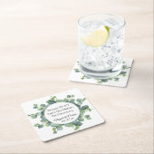 ユーカリの群葉のパーソナライズな結婚式 スクエアペーパーコースター (インサイチュ)