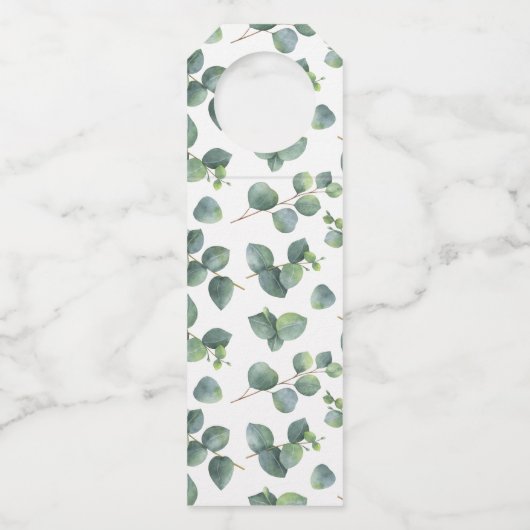 ユーカリの群葉の結婚式の歓迎 ボトルネックタグ (裏面)