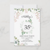 ユーカリの花とリースの誕生日 招待状 (正面)