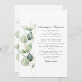 ユーカリの花と多肉植物の水彩ボタニカルウェディング 招待状 (正面/裏面)