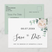 ユーカリの花と緑のウェディング・セーブ・ザ・デート ポストカード (正面/裏面)