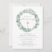 ユーカリの花のリース 洗礼式招待状 招待状 (正面)