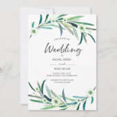 ユーカリの花の水彩画 ウェディング招待状 招待状 (正面)