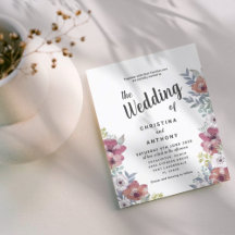 ユーカリの花を使ったシンプルなデザインの結婚式招待状