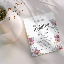 ユーカリの花を使ったシンプルなデザインの結婚式招待状