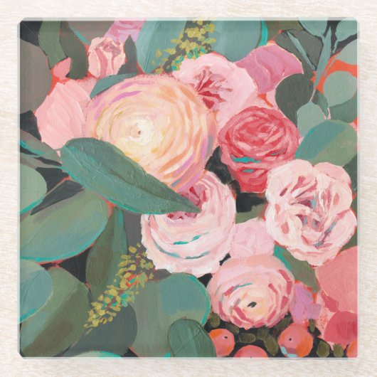 ユーカリの花束 ガラスコースター (正面)