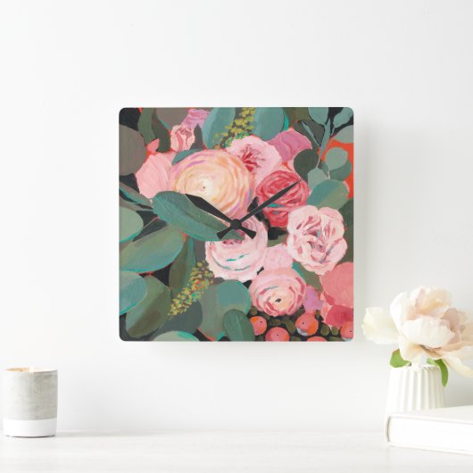 ユーカリの花束 スクエア壁時計 (ホーム)