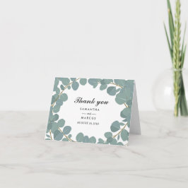 ユーカリの花輪グリーンウェディングサンキューカード サンキューカード