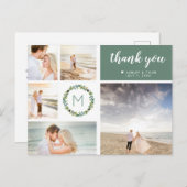 ユーカリの花輪 ウェディング フォト コラージュ ありがとう ポストカード (正面/裏面)