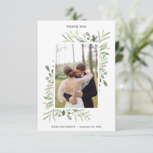 ユーカリの華麗な結婚式フォトサンクスカード サンキューカード (スタンド正面)