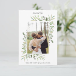 ユーカリの華麗な結婚式フォトサンクスカード サンキューカード