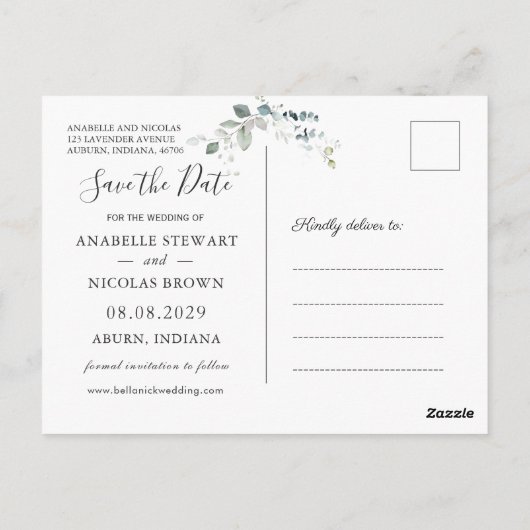 ユーカリの葉が日付を保存 ポストカード (裏面)